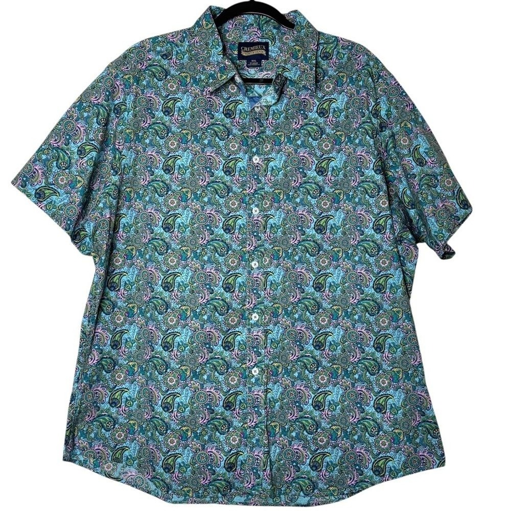 Paisley Print Cremieux Men's Short Sleeve Button Down Shirt XXL Multi-Color
